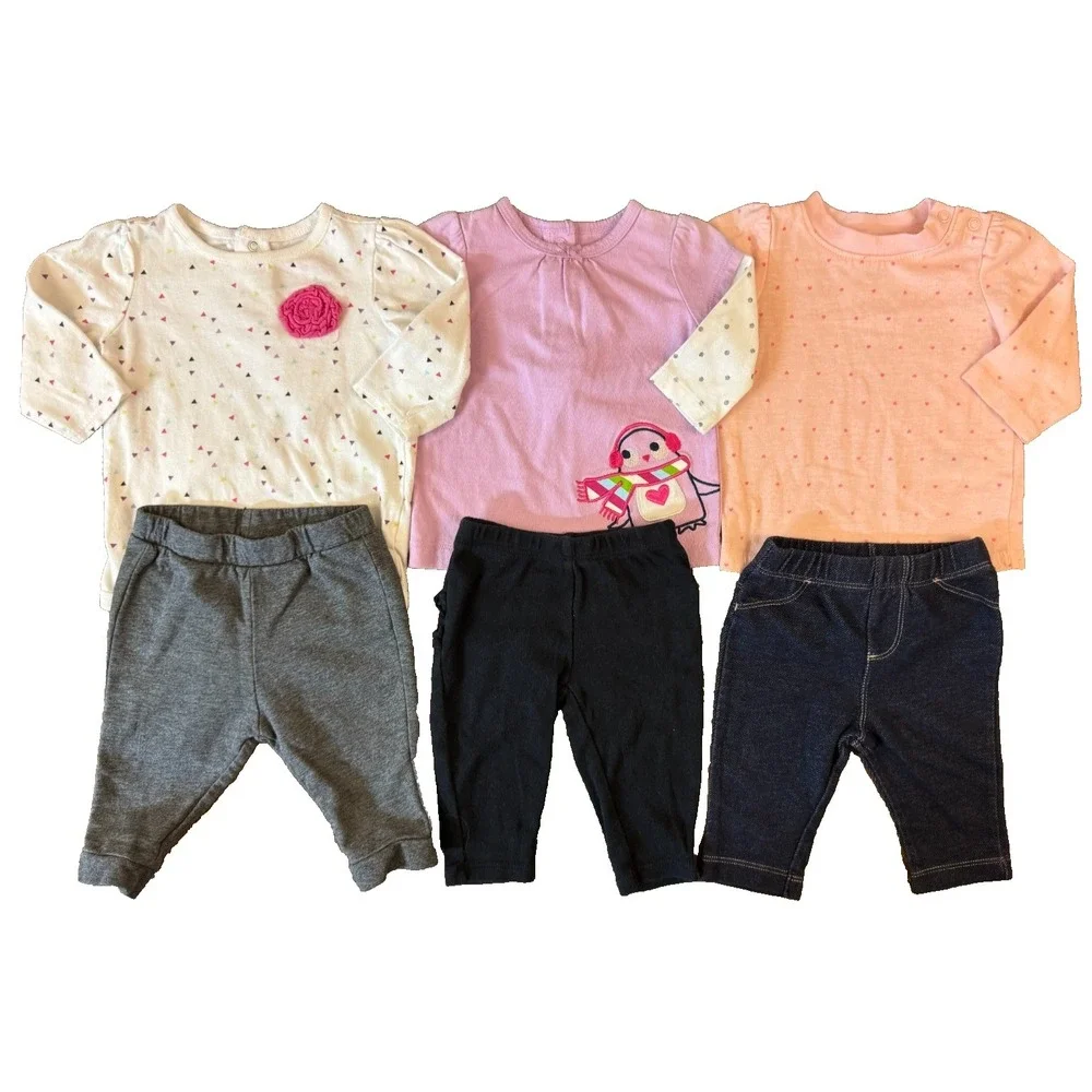 Baby Girl 3 Months Outfits Leggings Pants Shirts Long Sleeve Clothes Lot Penguin
